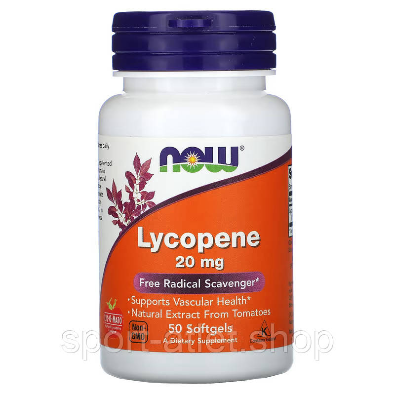 Натуральна добавка NOW Lycopene 20 mg, 50 капсул, фото 1