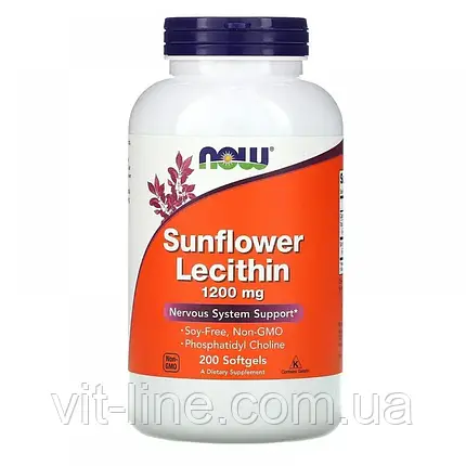 NOW Foods соняшниковий лецитин 1200 мг 200 капсул, фото 2
