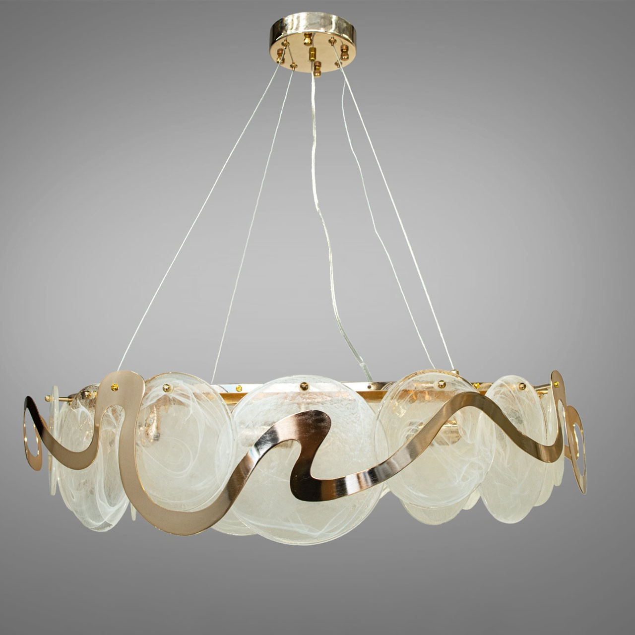 Сучасна люстра зі скляними елементами на 10 ламп E14 колір каркасу золото D-29148-800 G, фото 1