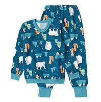 Пижама детская из интерлок синяя Белый медведь 86-110