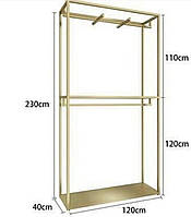 Стійка вішалка торгова для магазину одягу золота