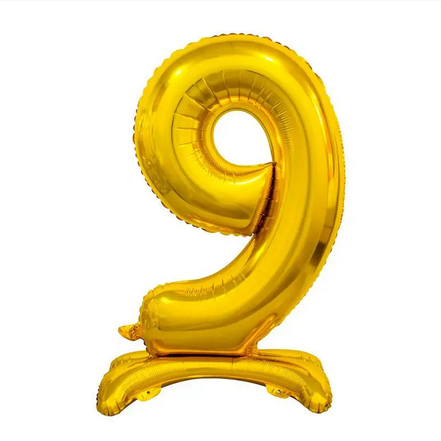 Тривимірна золотой куля цифра "9", 80 см в пакованні, фото 1