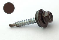 Саморіз покрівельний 4,8*35 DIN 7504K RAL 8017 по дереву (пач 50шт) (колір - шоколадно-коричневий)