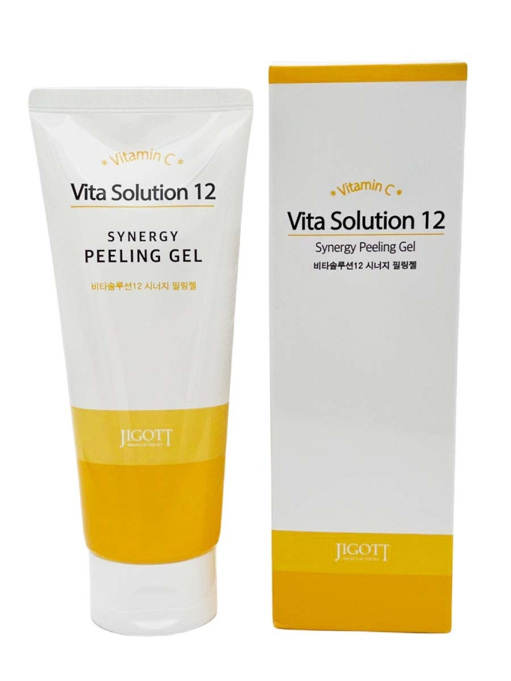 Освітлюючий гель-пілінг для обличчя з вітаміном C Jigott Vita Solution 12 Synergy Peeling Gel 180 мл.