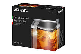 Набір склянок Ardesto Jar, 380 мл, H 12 см, 2 шт., боросилікатне скло