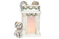 Декоративная фигурка Пес у камина с LED подсветкой 29.5*14.5*39см, на батарейках. (3xAAА), шампань (711-349)