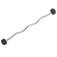 Штанга фіксована вигнута прогумована planeta-sport Rubber Hexagon Barbell 15 кг TA-6231-15 l-95 см