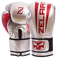 Перчатки боксерские ZELART BO-1323 10 Серебряный-красный z12-2024