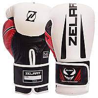Перчатки боксерские ZELART BO-1323 12 Белый-Черный-красный z12-2024