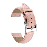 Ремінець шкіряний для годинника 20 мм рожевий, пряжка - срібляста, фото 2