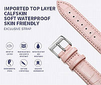 Ремінець шкіряний для годинника 20 мм рожевий, пряжка - срібляста, фото 3