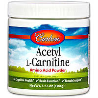 Ацетил карнитин Acetyl-L-Carnitine Carlson Labs порошок аминокислоты 100 г D12P1-2023