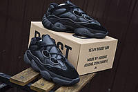 Мужские зимние кроссовки Adidas Yeezy 500 Black WNTR (чёрные) тёплые спортивные кроссы с мехом Т9651 кросс