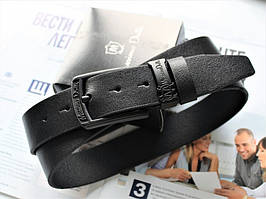 Чоловічий шкіряний ремінь Massimo Dutti для джинсів total black