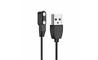 Магнітний фірмовий USB кабель для зарядки смарт-годинників Hoco Y3 / Hoco Y4 / 60 см. / Чорний