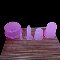 Набор силиконовых массажных банок розовые 5 шт