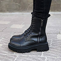 Женские ботинки Balenciaga Black Tractor Side-zip Boots (черные) высокие стильные сапоги PD6941 кросс 39