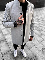 Мужское пальто классическое демисезонное (светло-серое) splt12 стильное представительное кашемировое топ M