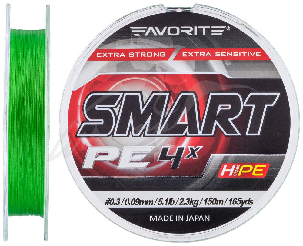 Шнур Favorite Smart PE 4x 150м Салатовый 0.5/0.117мм 3.6кг 8lb (1693-1