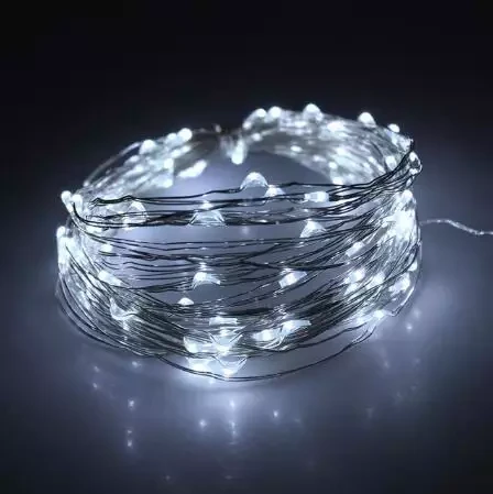 Світлодіодна гірлянда нитка "Роса" 50 LED 5 м на батарейках W білий холодний