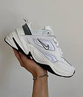 Женские кроссовки Nike M2K Tekno White Black (белые с чёрным) спортивные массивные осенние кроссы 4533 кросс