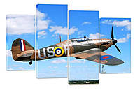 Модульная картина на холсте из четырех частей KIL Art Техника Самолет 89x56 см (M4_M_554) z15-2024