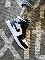 Женские кроссовки Nike Air Jordan 1 Mid SE ASW Carbon Fiber (чёрные с белым) высокие классные кроссы К4145