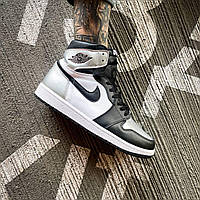 Мужские кроссовки Nike Air Jordan 1 Retro High Silver Toe (черно-белые с серым) высокие мужские кроссы К3740 43