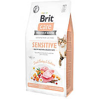 Корм для привередливых кошек Brit Care Sensitive Healthy Digestion Delicate Taste 7кг с индейкой и лососем