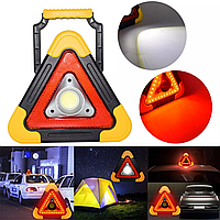 Автомобильный фонарь-прожектор с Power Bank, Hurry Bolt HB-6609 / Многофункциональная лампа аварийный знак