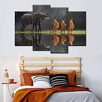 Модульная картина из четырех частей Art Studio Shop Сопровождение слона 89x56 см (M4_M_194) z14-2024