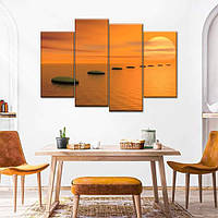 Модульная картина из четырех частей Art Studio Shop Камни на воде, закат 89x56 см (M4_M_225) z14-2024