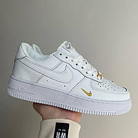 Женские кроссовки Nike Air Force 1 Mini Swoosh White (белые) демисезонные крутые кроссы 0402v топ 40