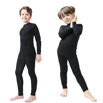 Комплект термобілизни дитячої 2в1 (116-158 см), Чорна / Зимова тепла термобілизна для дітей
