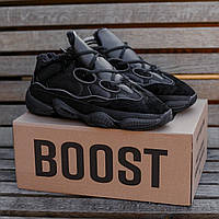 Мужские зимние кроссовки Adidas yeezy boost 500 winter (чёрные) утеплённые мехом модные кроссы Fox1179 кросс