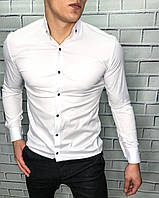 Белая мужская рубашка Antony Rossi Турция хлопок стрейч на кнопках fms