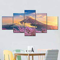 Модульная картина из пяти частей Art Studio Shop Сакура и вулкан 112x48 см (M5_M_70) z14-2024