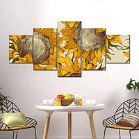 Модульная картина из пяти частей Art Studio Shop Солнечные цветы 112x48 см (M5_M_71) z14-2024