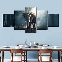 Модульная картина из пяти частей Art Studio Shop Слон в лесной чаще 112x48 см (M5_M_75) z14-2024