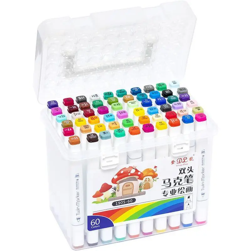 Набір скетч-маркерів 60 кол. у  пластиковому футлярі, фото 1
