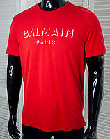 Футболка мужская Balmain красная с надписью брендовая футболка для мужчин fms