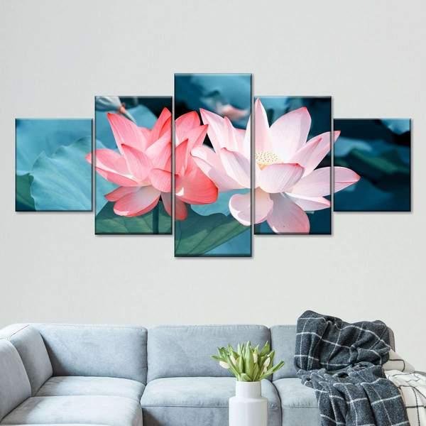 Модульная картина из пяти частей Art Studio Shop Нежные нимфеи 112x48