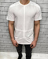 Мужская футболка с коротким рукавом удлиненная качественная Vae Victis Белая Повседневная на лето для мужчин