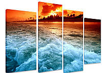 Модульная картина на холсте из четырех частей KIL Art Море Вдоль прибоя 129x90 см (M4_L_418) z15-2024