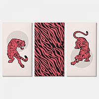 Модульная картина из трех частей Tigers dance Malevich Store 126x80 см (MK311606) z14-2024