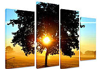 Модульная картина на холсте из четырех частей KIL Art Дерево Солнце в кроне 89x56 см (M4_M_254) z15-2024