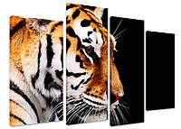Модульная картина на холсте из четырех частей KIL Art Тигр Профиль хищника 89x56 см (M4_M_269) z15-2024