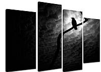 Модульная картина на холсте из четырех частей KIL Art Птица Одинокий ворон 89x56 см (M4_M_286) z15-2024