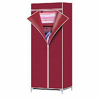 Складной тканевый шкаф для одежды HCX 9972 каркасный с металлическими полками 75/45/145 Бордовый z15-2024