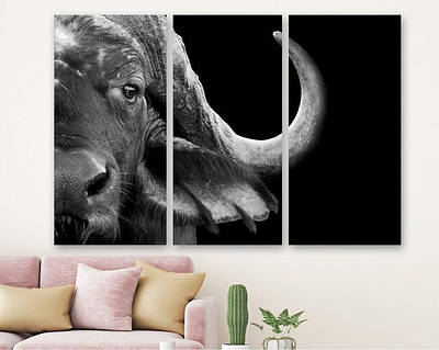 Модульная картина на холсте KIL Art Триптих Буйвол 156x100 см (M3_XL_227) D6-2026